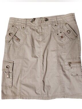 POINT ZERO VINTAGE Nicole Benisti Cargo Skirt Olive Drab Gorpcore Y2K Sz 9/10